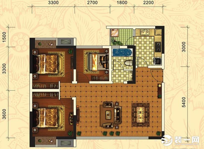 工联望园110平方户型图片